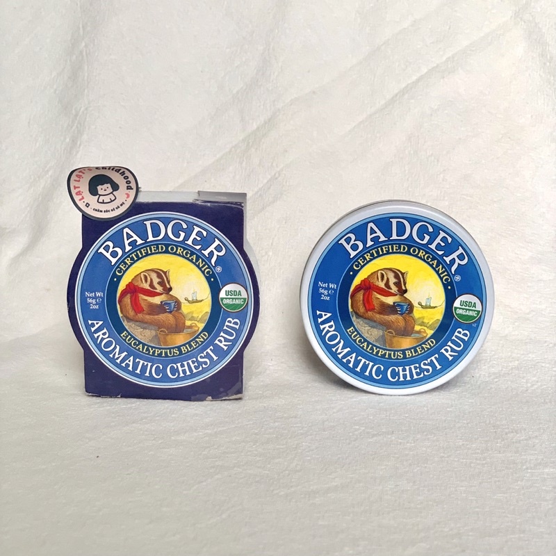 Sáp dầu ấm ngực hữu cơ BADGER organic Chest Rub balm - giảm ho nghẹt mũi an toàn cho em bé, trẻ sơ sinh 56gr