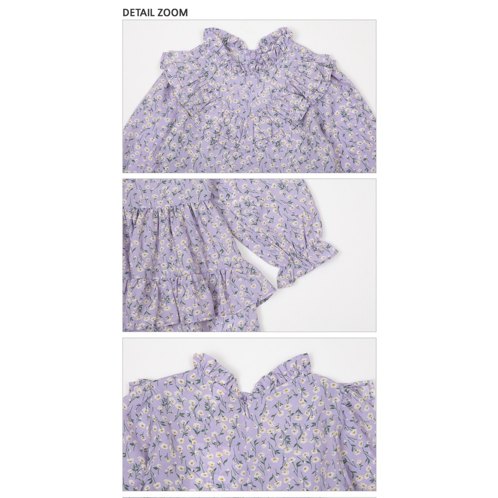 Váy chiffon Babidiboo màu tím hoa nhí bèo tầng size 110 / 150