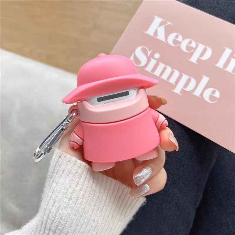 Vỏ bảo vệ tai nghe không dây Air1/2, air 3, air pro siêu hot hit - Heo Hồng Đội Mũ AAA