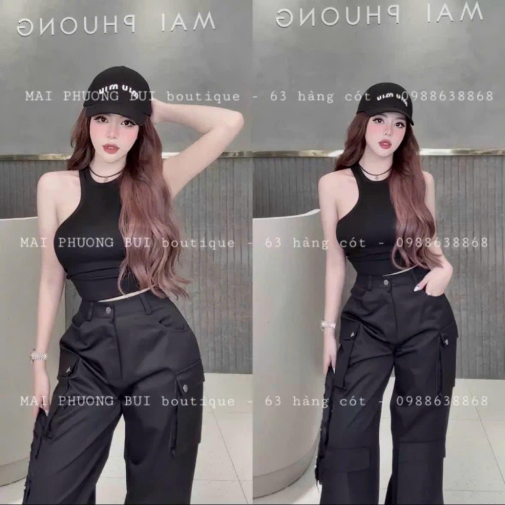 Set Bộ Áo Ba Lỗ Trơn Kèm Quần Ôngs Xuông Túi Hộp Phong Cách Cá Tính CC248 LUUANH HOA TOC