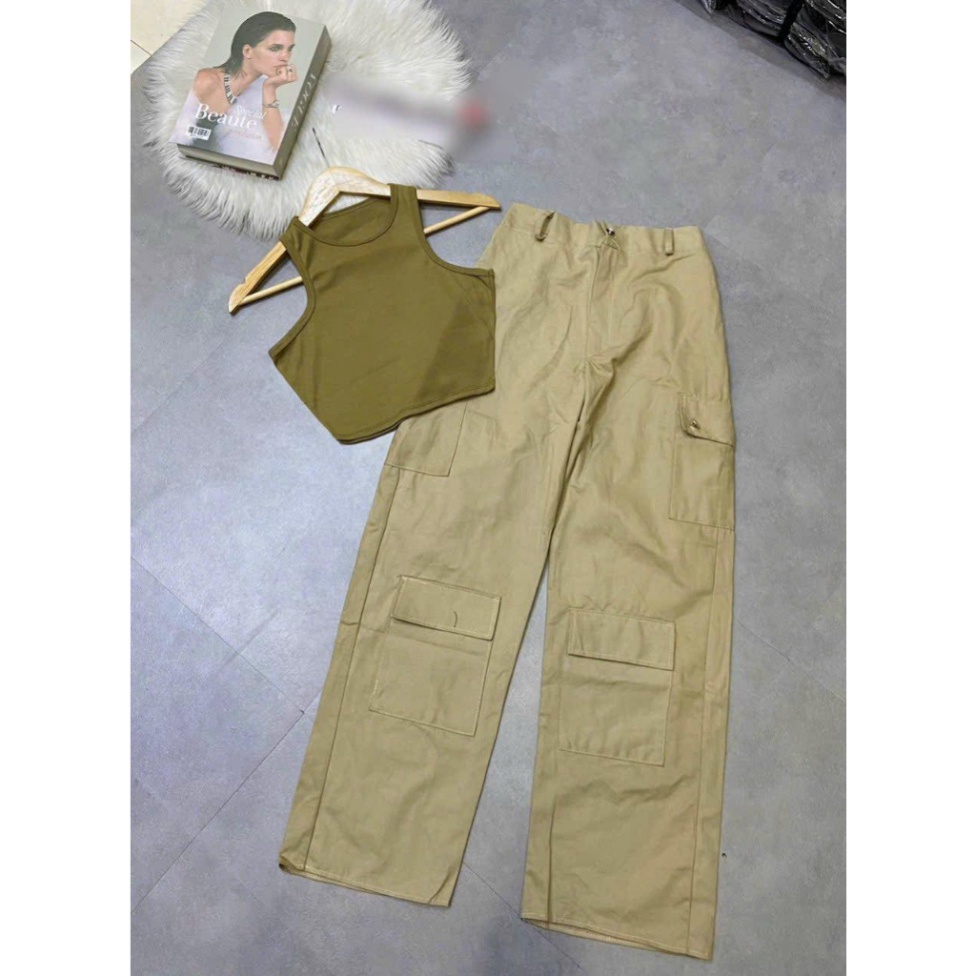 Set Bộ Áo Ba Lỗ Trơn Kèm Quần Ôngs Xuông Túi Hộp Phong Cách Cá Tính CC248 LUUANH HOA TOC