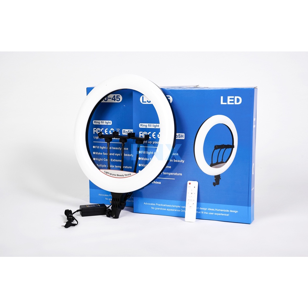 Đèn livestream 45cm hỗ trợ bán hàng, make up kèm gậy 2m1 với 3 chế độ sáng