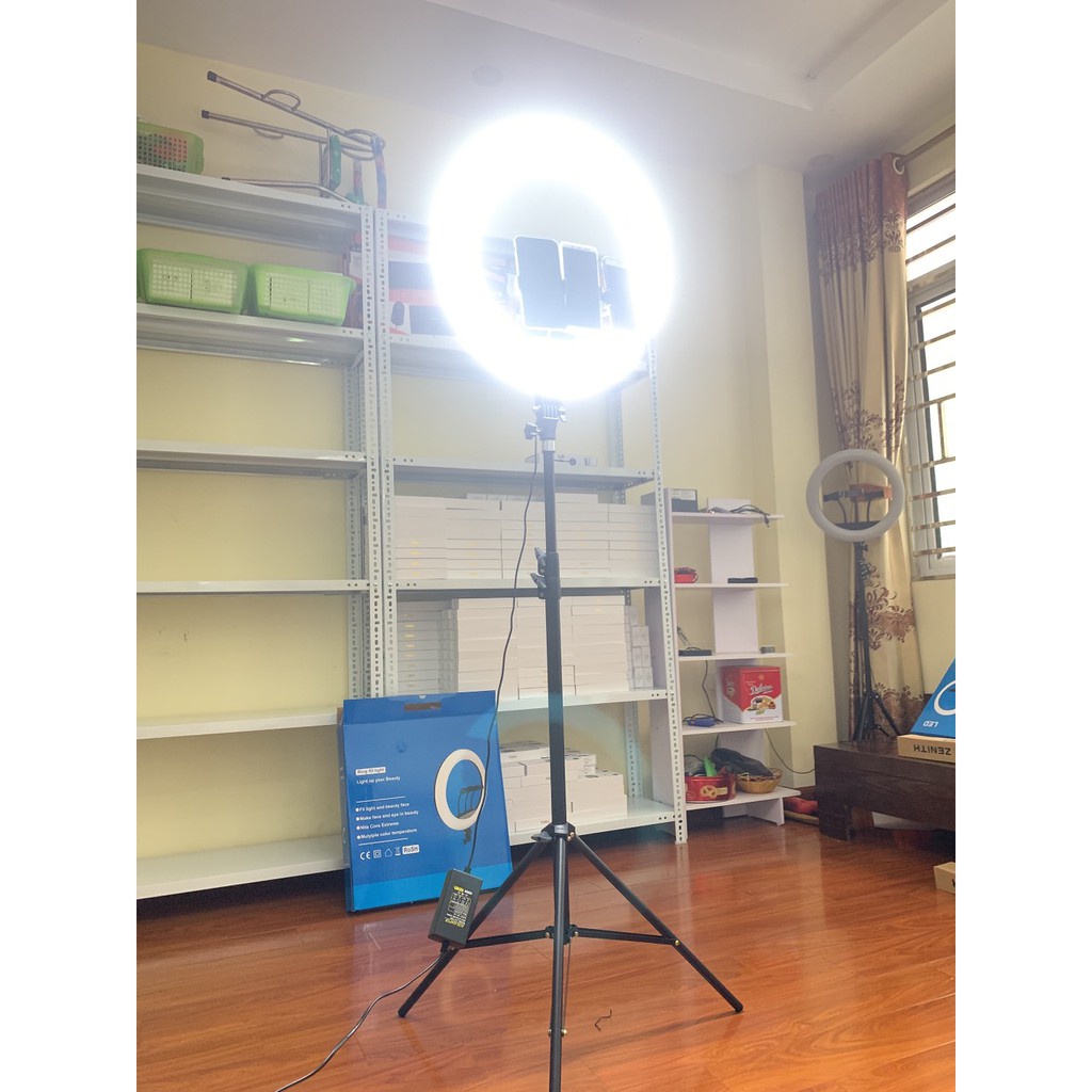 Đèn livestream 45cm hỗ trợ bán hàng, make up kèm gậy 2m1 với 3 chế độ sáng