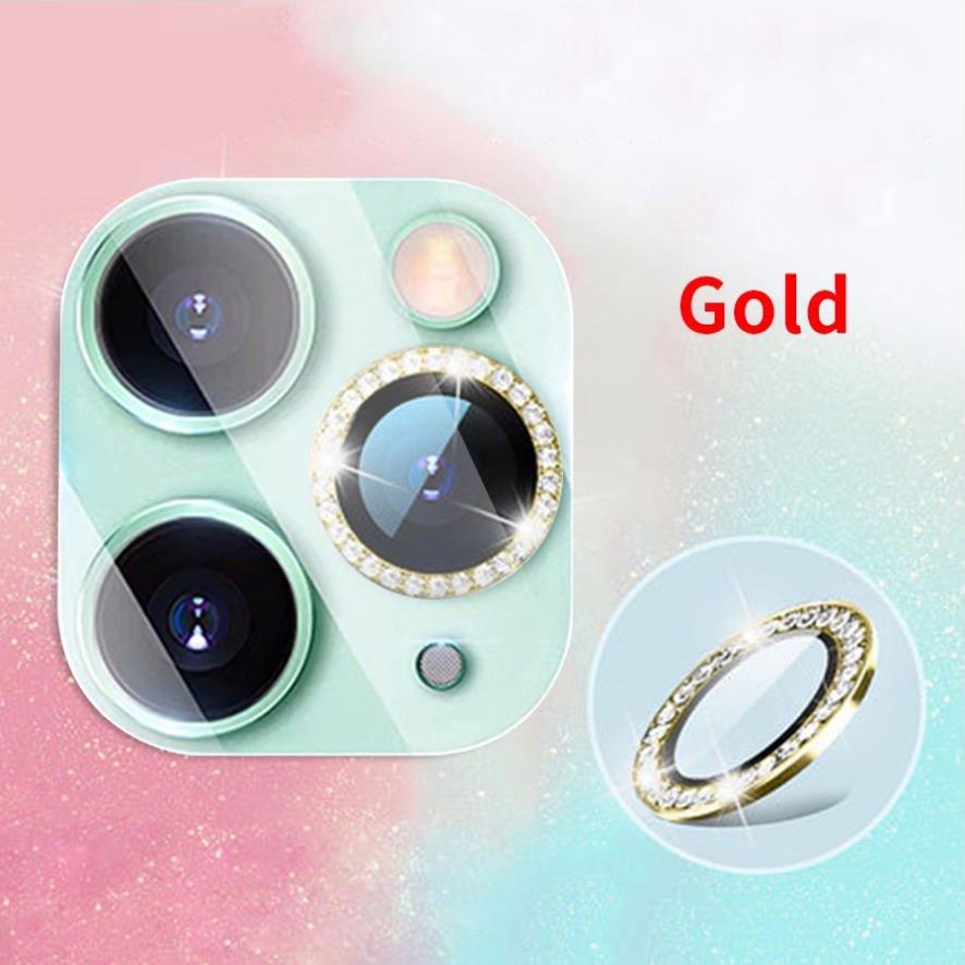 Mắt bảo vệ camera đính đá kèm hộp màu vàng, xanh dương đậm 11/12/13/14/mini/pro/promax/plus
