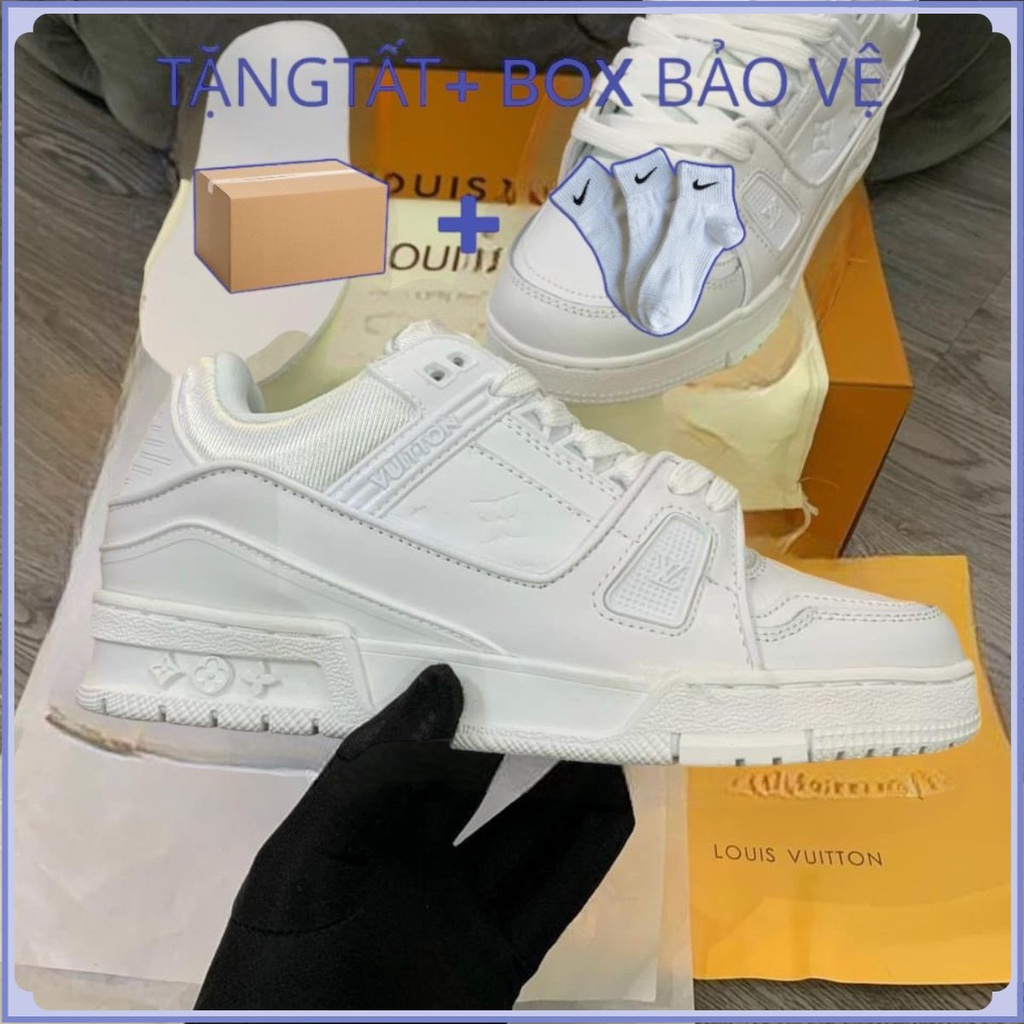 💖 𝑭𝑹𝑬𝑬𝑺𝑯𝑰𝑷 💖 Giày LV Louis Vuitton Trainer Trắng, Giày LV fuil trắng Nam Nữ Hot Trend 2023