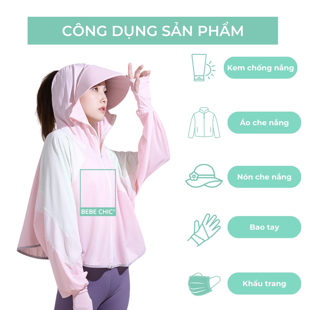 Áo Khoác Chống Nắng, Có Mũ Rộng Vành Cao Cấp AK002 BEBECHIC