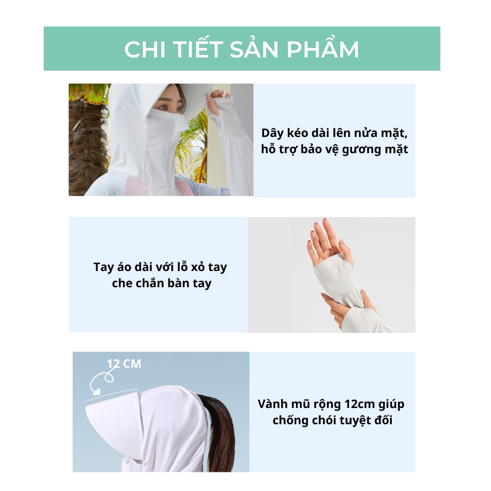 Áo Khoác Chống Nắng, Có Mũ Rộng Vành Cao Cấp AK002 BEBECHIC