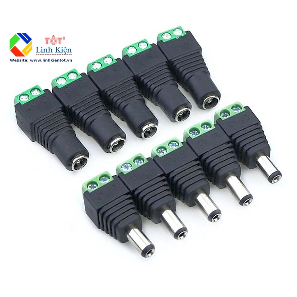 Đầu jack nối nguồn DC đực cái 5.5x2.1mm