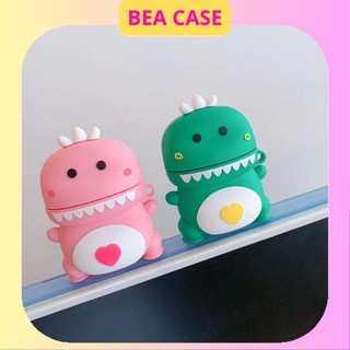 [Case Airpods1/2/3, Pro] Vỏ bảo vệ tai nghe không dây kèm móc - Khủng Long Xanh Hồng  AAA BEA CASE