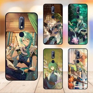 Ốp lưng điện thoại Nokia 7.1 viền đen Baizhu Genshin Impact