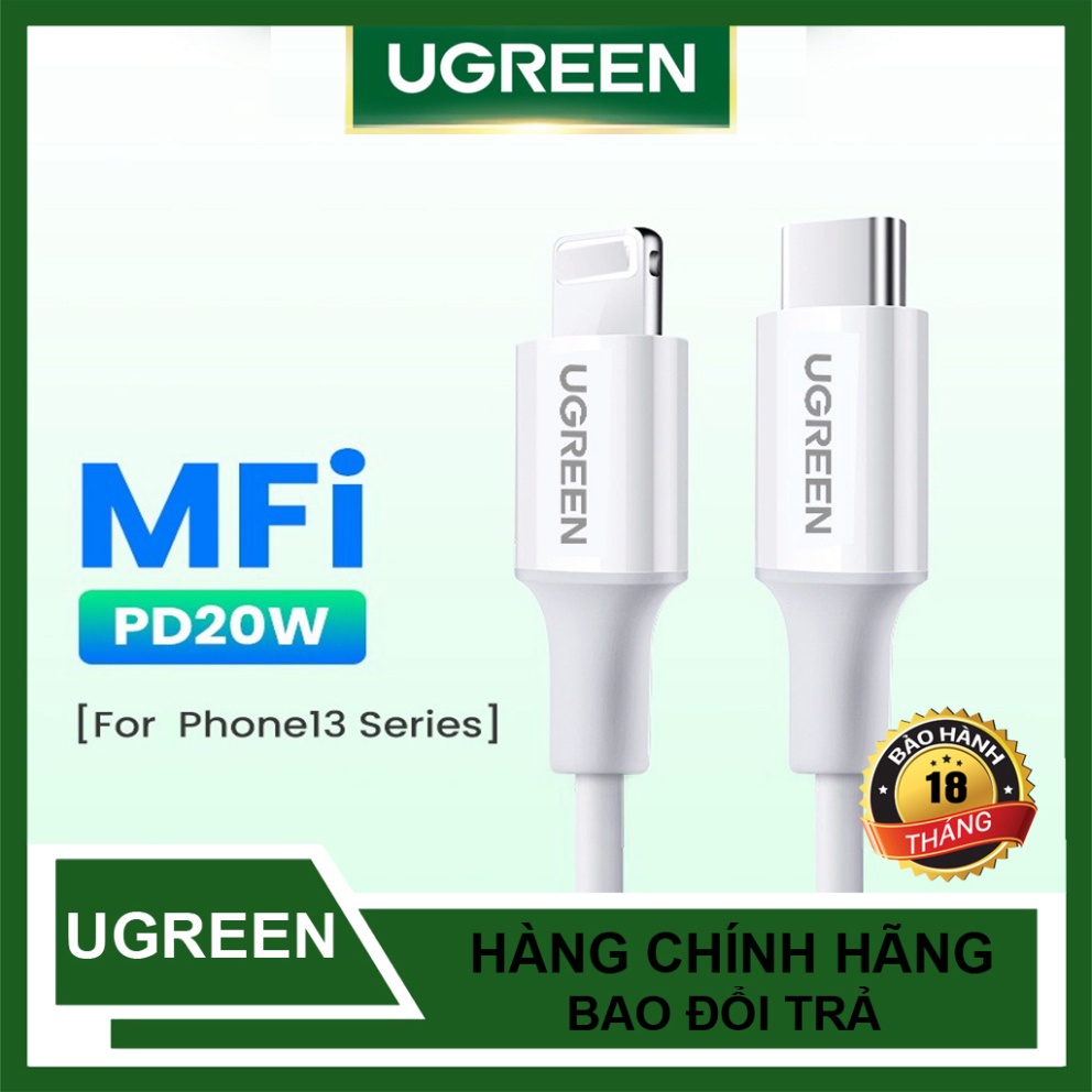 Cáp Sạc Nhanh Type C to Lighting PD 20W Ugreen US171 Chip MFL cho Táo - Hàng Chính Hãng