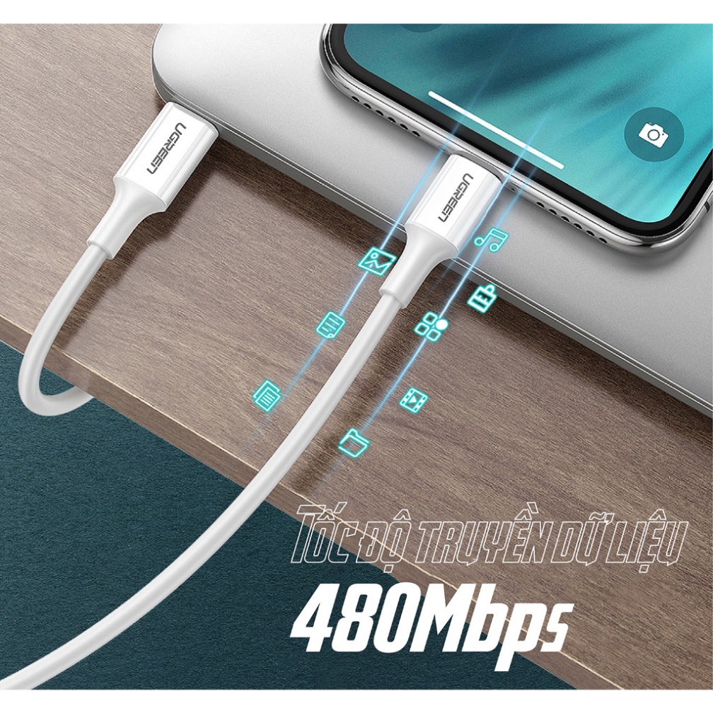 Cáp Sạc Nhanh Type C to Lighting PD 20W Ugreen US171 Chip MFL cho Táo - Hàng Chính Hãng
