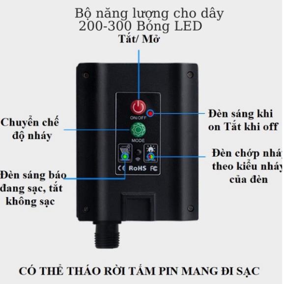 Bản Pin năng lượng mặt trời  dành cho dây đèn led trang trí 8 chế độ nháy