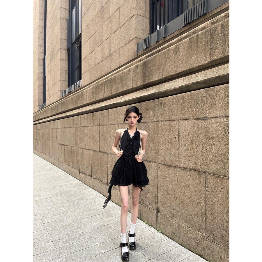 Đầm Hai Dây Mùa Hè Mỏng Phong Cách Pháp Hợp Thời Trang Mới Cho Nữ