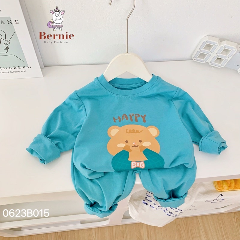 Bộ thu bé trai bé gái Bernie GS cotton hoạt hình Unisex cho bé từ 9-23kg- 0623B015