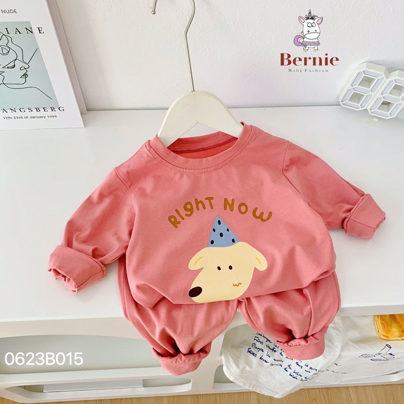 Bộ thu bé trai bé gái Bernie GS cotton hoạt hình Unisex cho bé từ 9-23kg- 0623B015
