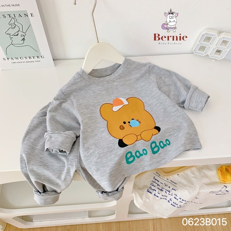 Bộ thu bé trai bé gái Bernie GS cotton hoạt hình Unisex cho bé từ 9-23kg- 0623B015