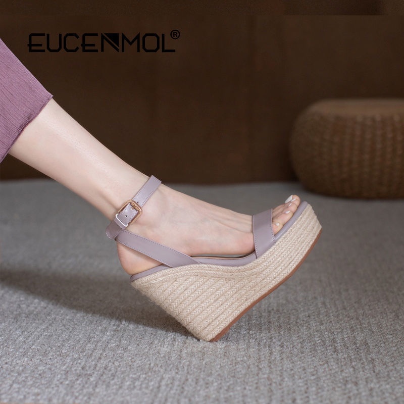 Giày Sandal Cao Gót 12cm Đế Xuồng Dày Mùa Hè 2023 Chống Nước Phong Cách Mới Cho Nữ