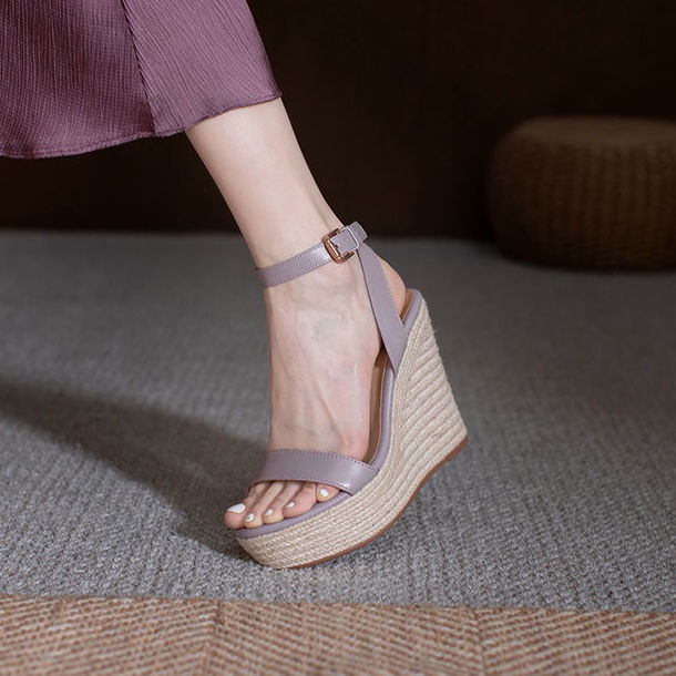 Giày Sandal Cao Gót 12cm Đế Xuồng Dày Mùa Hè 2023 Chống Nước Phong Cách Mới Cho Nữ