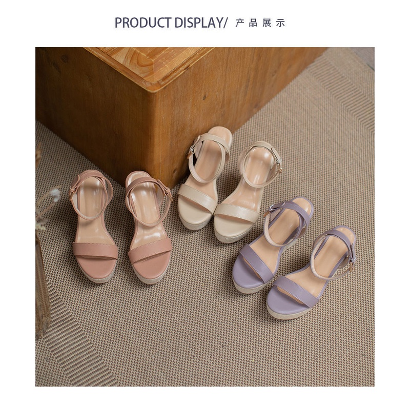 Giày Sandal Cao Gót 12cm Đế Xuồng Dày Mùa Hè 2023 Chống Nước Phong Cách Mới Cho Nữ