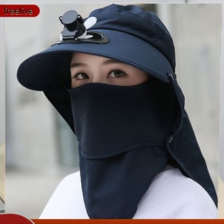 (freelive) Mũ vành rộng chống nắng kèm quạt có thể tháo rời thời trang mùa hè