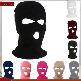 (freelive) Mũ Balaclava Trùm Kín Mặt Khoét 3 Lỗ Thoáng Khí Thời Trang Mùa Đông