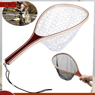 (freelive) Vợt Lưới Bắt Cá Bằng Gỗ / Nylon Tay Cầm Gỗ