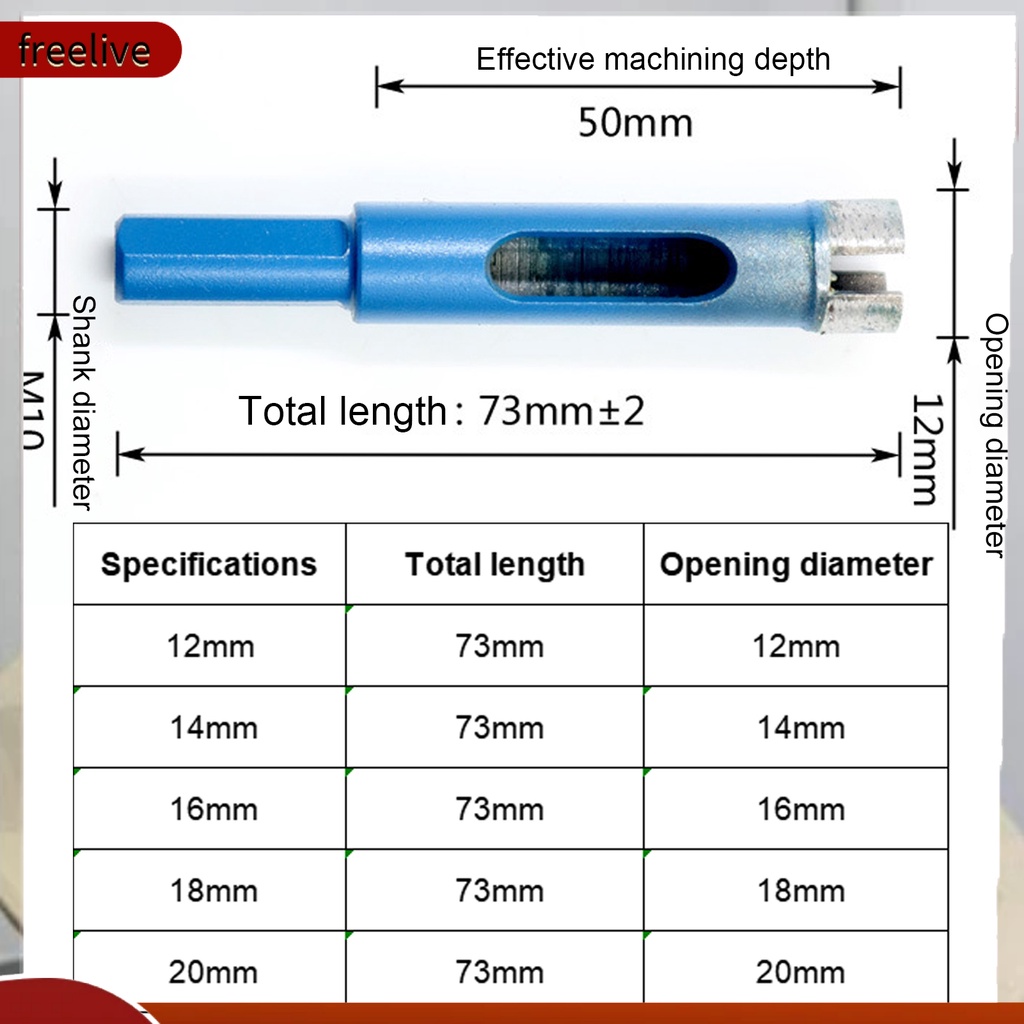 Mũi Khoan Khoét Lỗ Kim Cương/Kính/Gốm/Đá Hoa Cương Khoét Rãnh Đa Năng 12-20mm