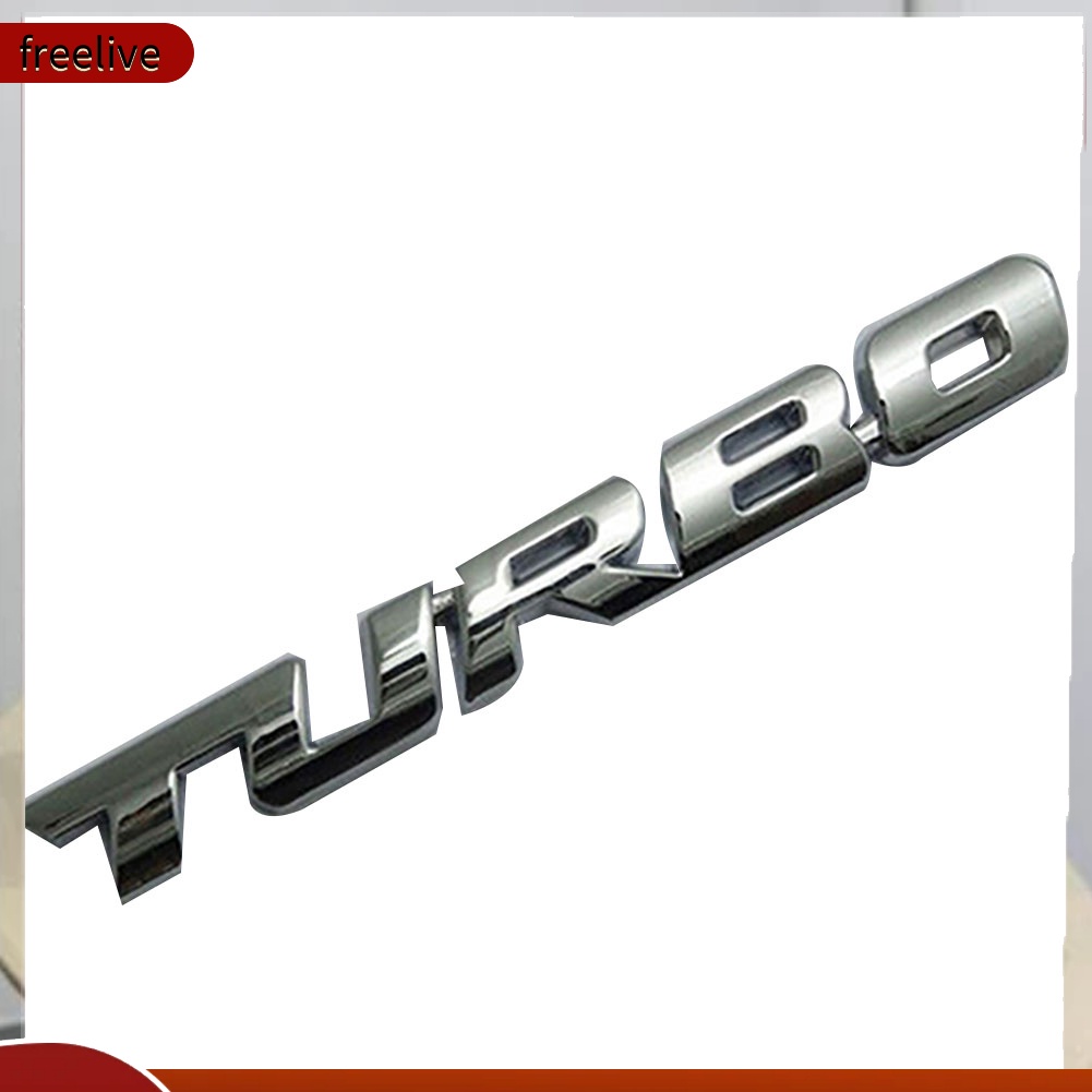 Đề can kim loại khắc chữ Turbo trang trí xe