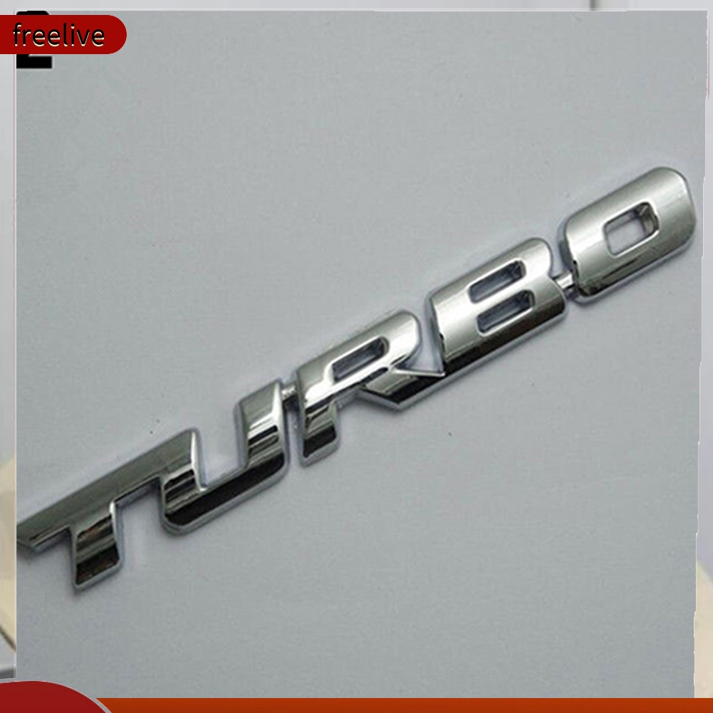 Đề can kim loại khắc chữ Turbo trang trí xe