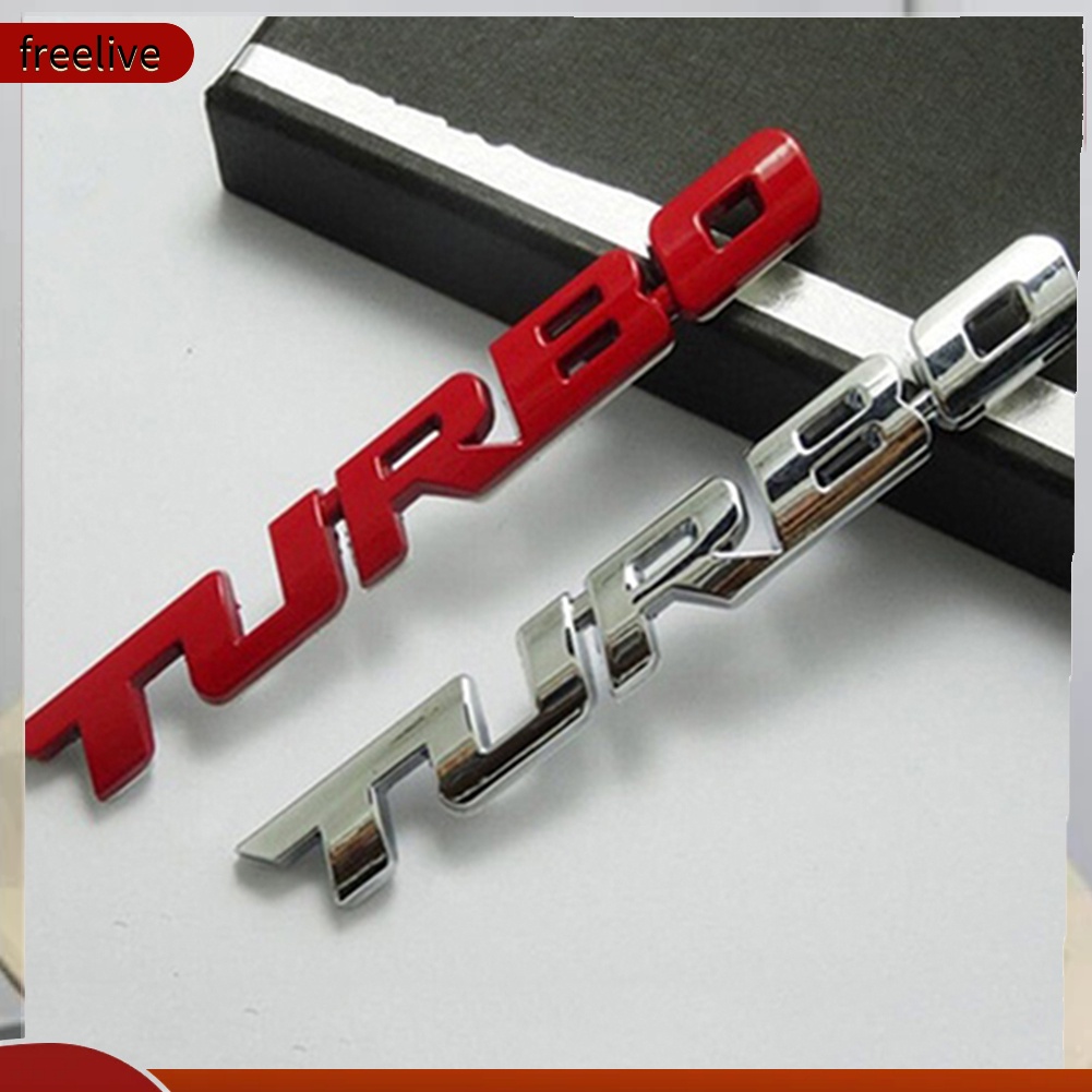 Đề can kim loại khắc chữ Turbo trang trí xe