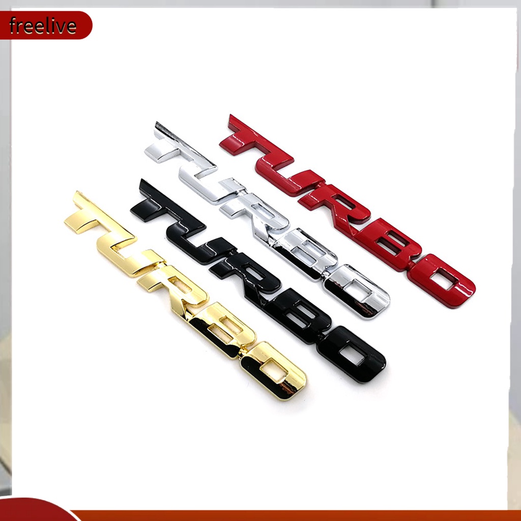 Đề can kim loại khắc chữ Turbo trang trí xe