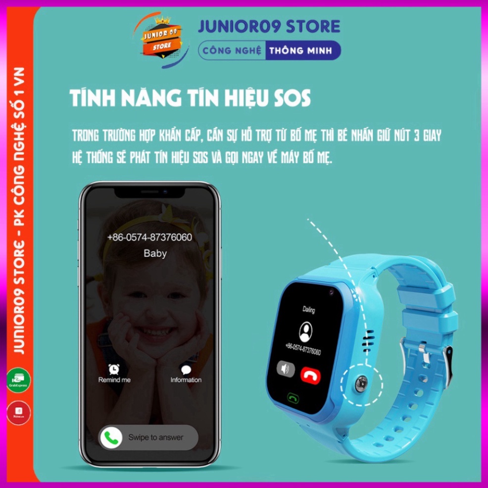 Đồng hồ thông minh Định vị Trẻ em Lắp thẻ sim Nghe gọi Video Call Chống nước cho bé trai bé gái JUNIOR09 WATCH KIDS | BigBuy360 - bigbuy360.vn