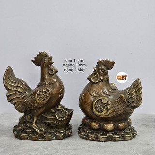 Cặp gà trống - gà mái bằng đồng phong thủy