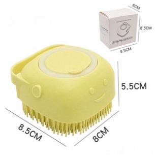 Bàn Chải Tắm Silicon - Găng Tay Tắm Tạo Bọt Massage Có Nút Mở Đựng Sữa Tắm Cho Chó Mèo