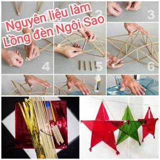 🏮🌟(40cm)Combo nguyên liệu làm lồng đèn ngôi sao, đèn ông sao, lồng đèn trung thu