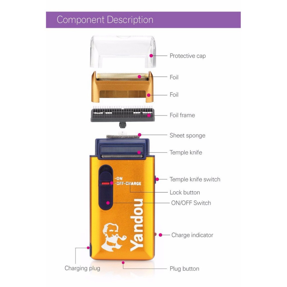 Máy cạo râu Yandou lưỡi ngang dành cho nam, Máy cạo SCW 301U cao cấp siêu bền, phong cách mạnh mẽ, sắc bén