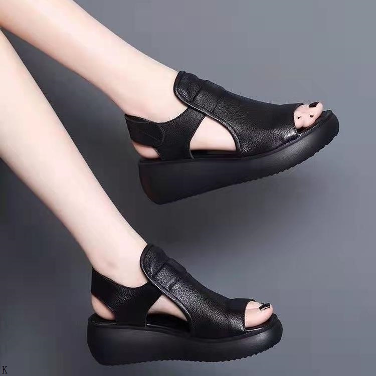 Giày Sandal Bằng Da Thật Đế Mềm Chống Trượt Mùa Hè 2023 Phong Cách Thời Trang Cho Nữ