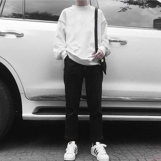 Áo SWEATER Trơn TRẮNG WHITE UNISEX