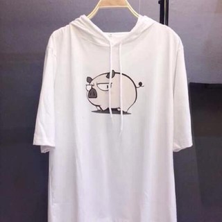 Áo hoodie tay lỡ form rộng heo liếc mắt