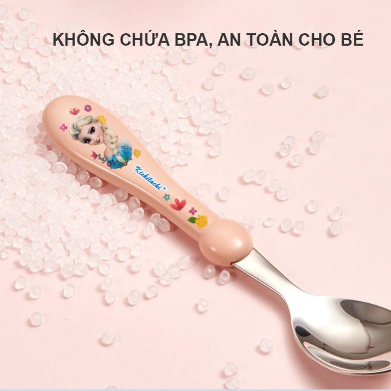 Thìa dĩa ăn dặm Kichilachi inox 316 giúp bé tập ăn, tập xúc phù hợp với trẻ từ 1-5 tuổi-KHOAIBABIES