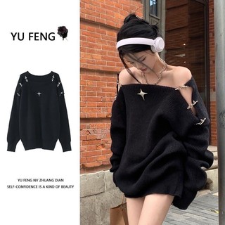  Áo len trễ vai dáng rộng ảnh thật 