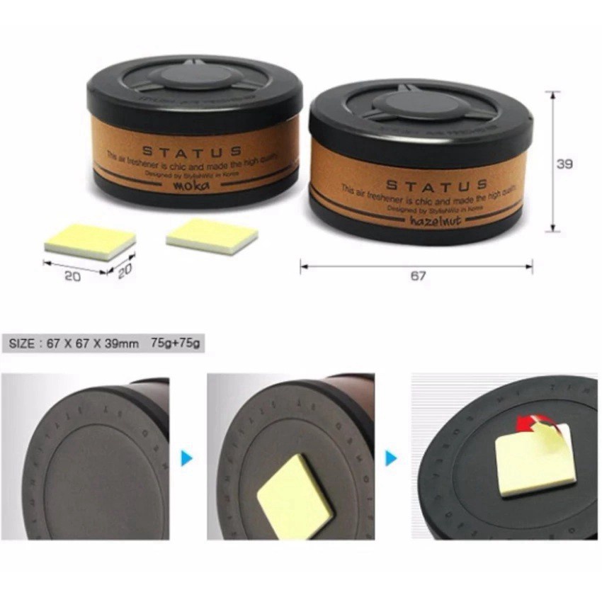 Bộ 2 gel thơm khử mùi cho xe hơi Status Korea  sapthomoto