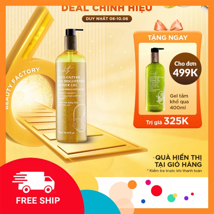 Gel tắm trắng enzyme dứa Freshity 400ml dưỡng sáng cho da ngăm đen chai lì lâu năm