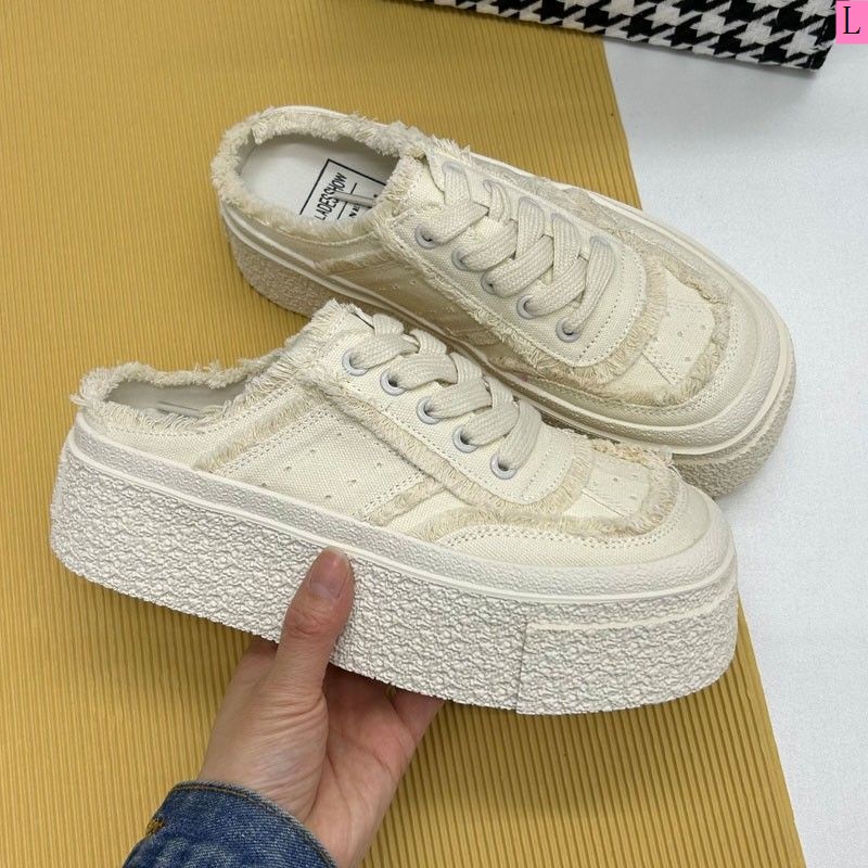 Giày Canvas Nửa Ngón Đế Dày Phong Cách Châu Âu Thời Trang Mới 2023