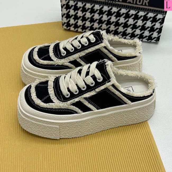 Giày Canvas Nửa Ngón Đế Dày Phong Cách Châu Âu Thời Trang Mới 2023