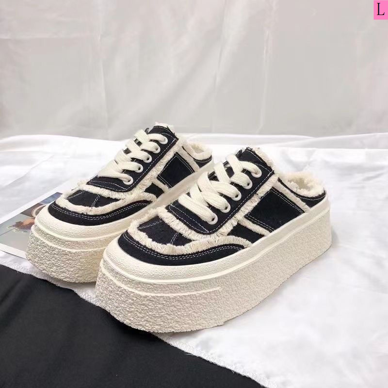 Giày Canvas Nửa Ngón Đế Dày Phong Cách Châu Âu Thời Trang Mới 2023