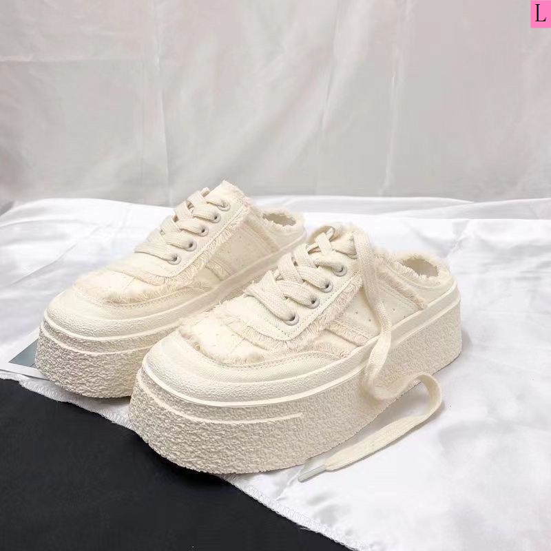 Giày Canvas Nửa Ngón Đế Dày Phong Cách Châu Âu Thời Trang Mới 2023