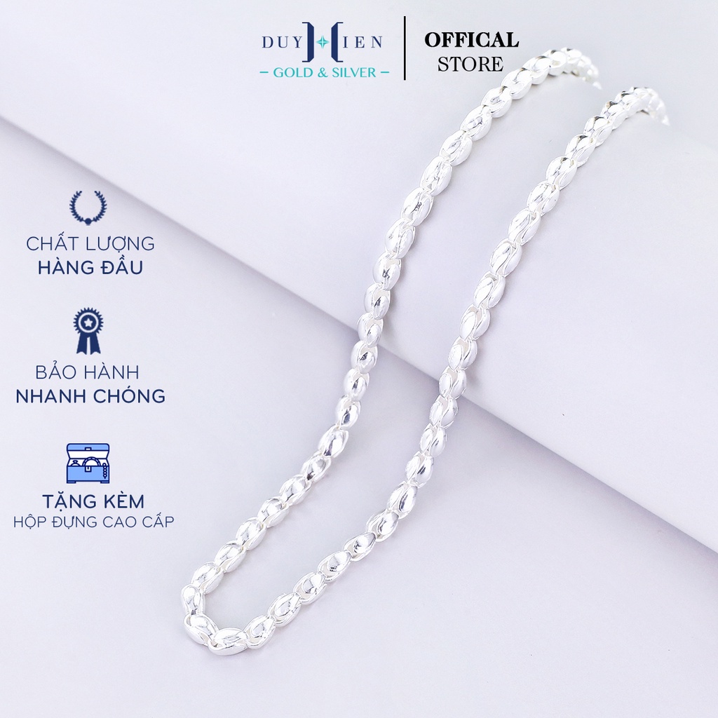Dây Chuyền Bạc Trẻ Em Duy Hiển Kiểu Dây Muôi Hạt Gạo Trơn Tròn Mịn Dễ Chịu Khi Đeo Cho Bé