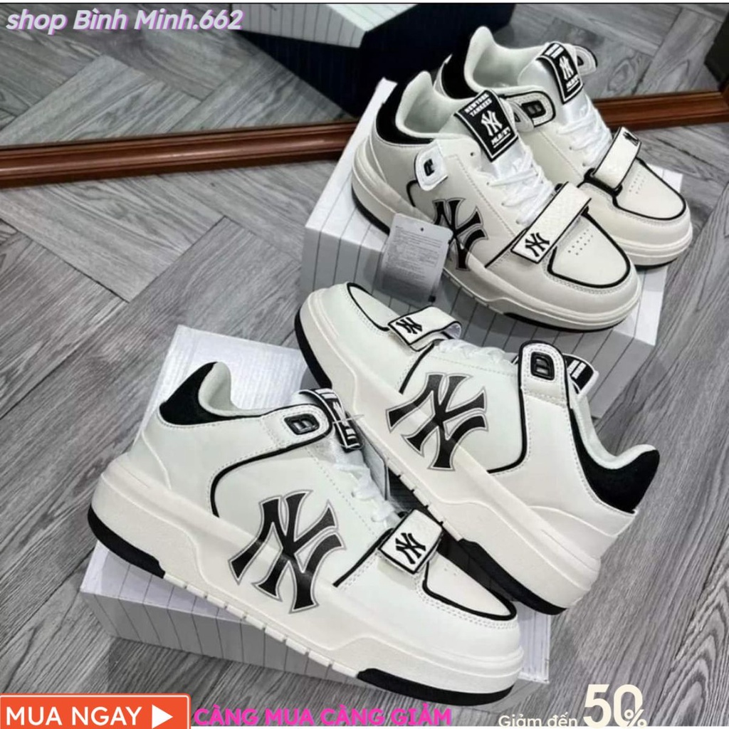 GIÀY THỂ THAO MLB CHUNKY LINER THẮT ĐAI SC , GIÀY SNEAKER NAM NỮ MLB NY QUAI DÁN ĐEN TRĂNG MỚI NHẤT 2023